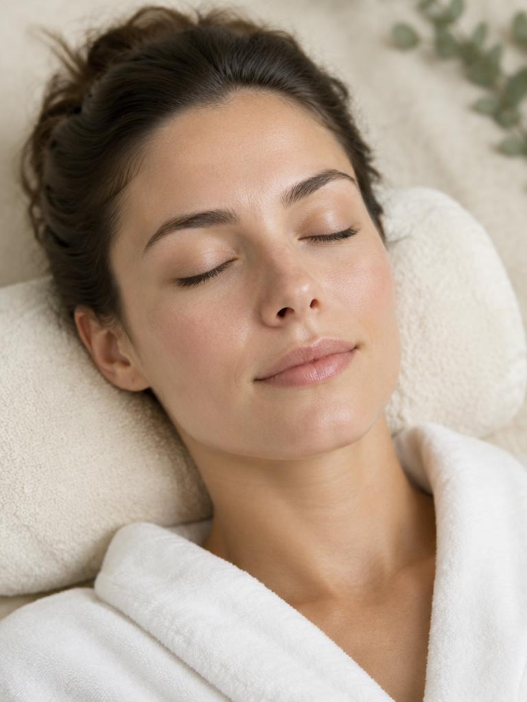 Cuidado facial y relajación con luz natural